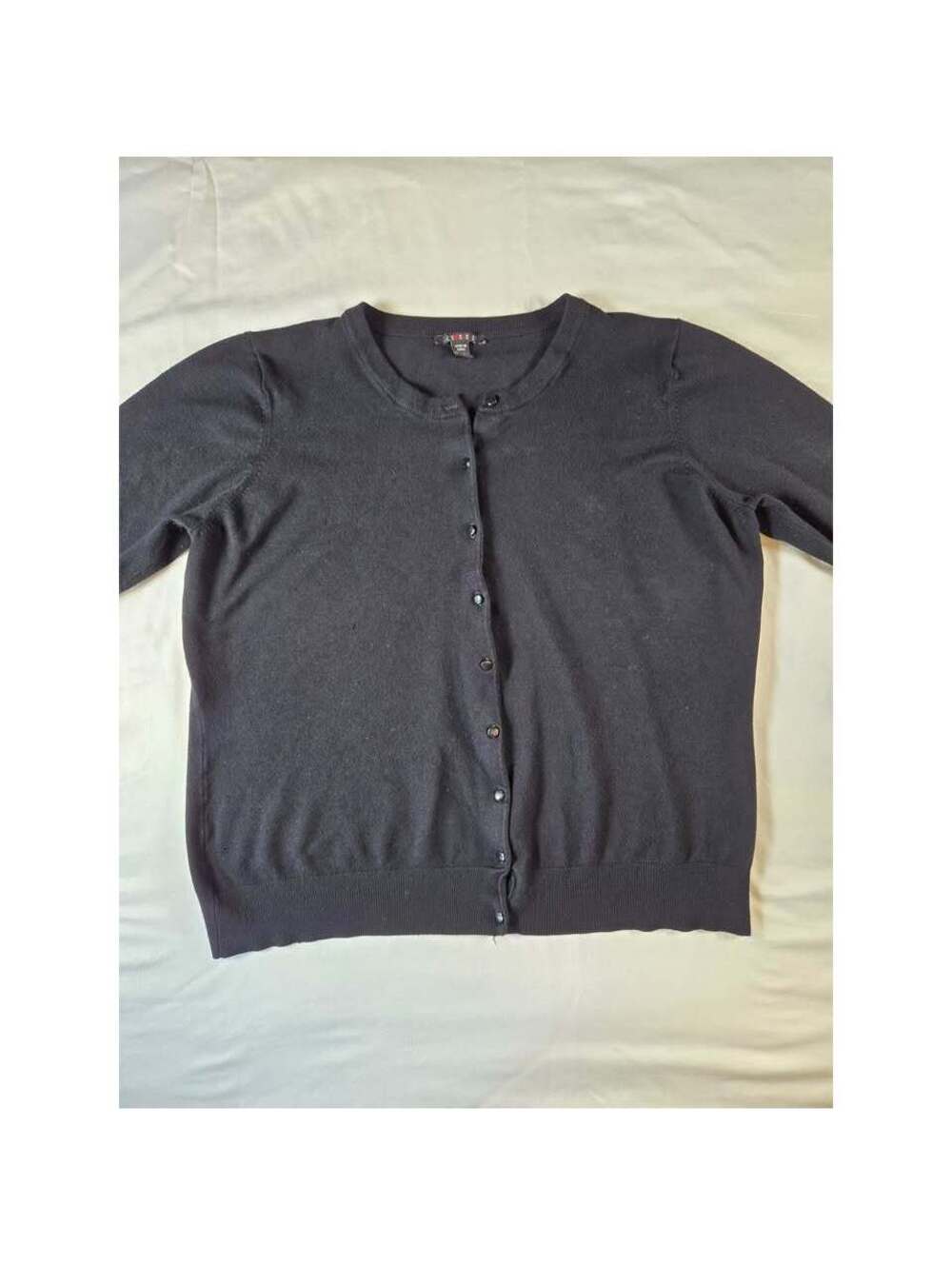 Cyrus Button Front Cardigan Sweater Femme XXL Black Knit Crew Neck Button Up